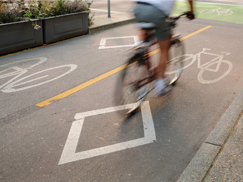 Bicycle lane in downtown Vancouver