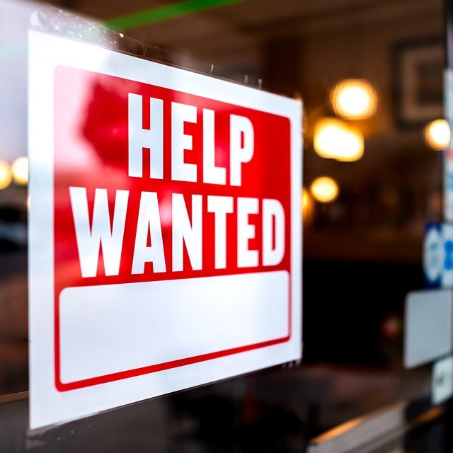 A help wanted sign