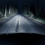 Night Driving Thru Forest - Straight Road and Creepy Dark Forest.