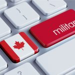 Canadian flag beside the word 'military' on a keyboard