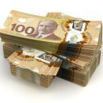 Stack of Canadian $100 bills.
