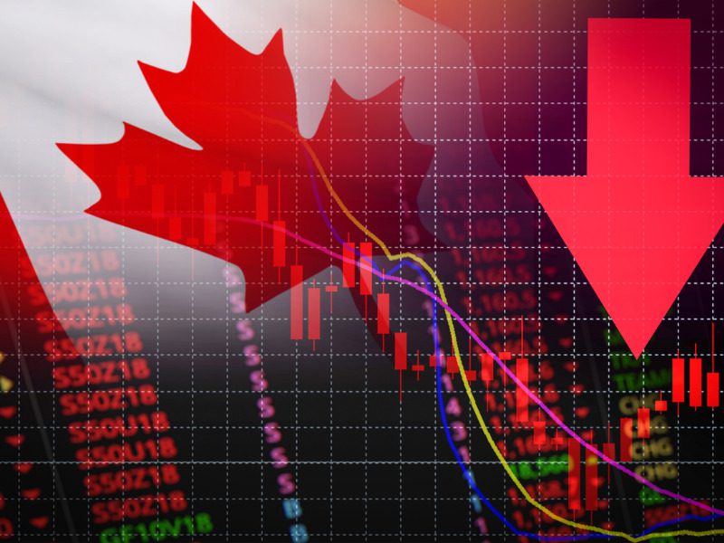 Concept of Canadian stock market exchange crisis and recession