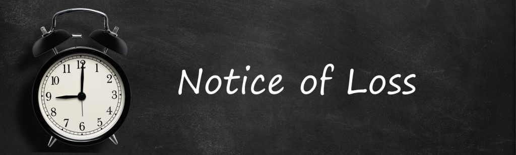 notice-of-loss-Chalkboard-with-clock-iStock-847125972