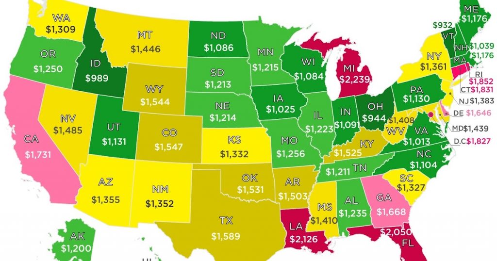 Average Annual Car Insurance Cost in America