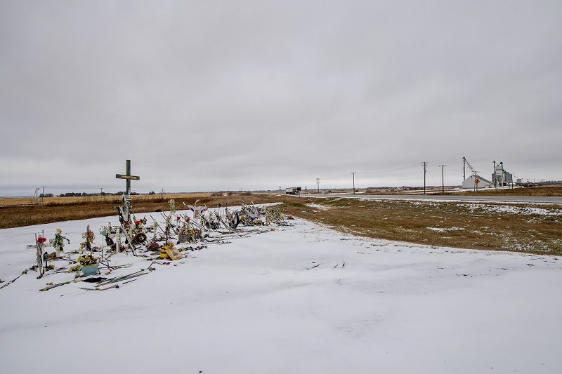 A memorial for the fatal Humboldt Broncos bush crash in Saskatchewan