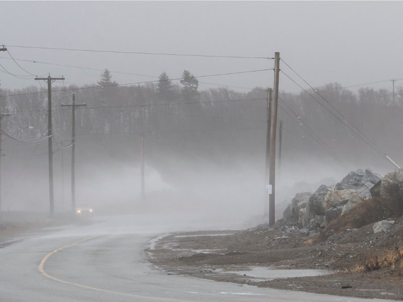 Breaking wave from hurricane-force winds