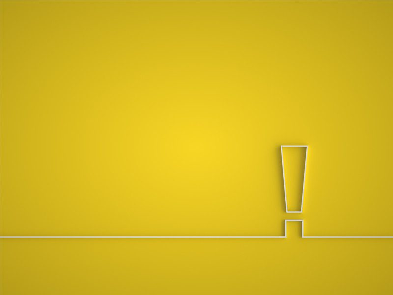 Exclamation mark on a yellow background