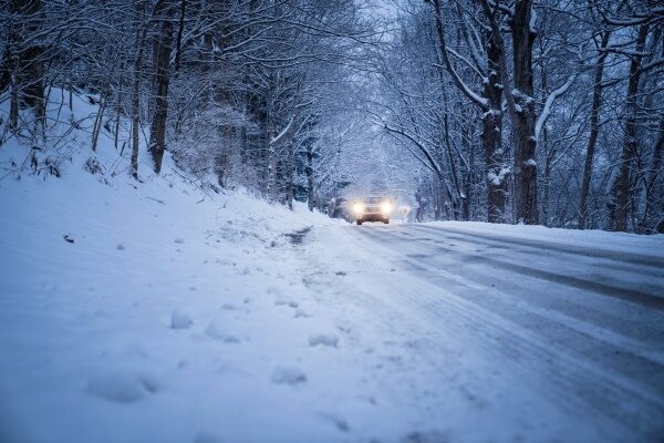 Car driving in snow