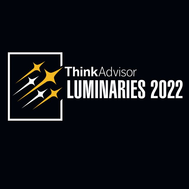 black and gold and white logo for ThinkAdvisor.com