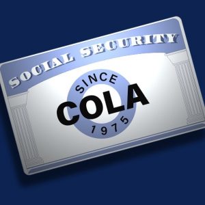 Illustration of Social Security card saying COLA: Since 1975
