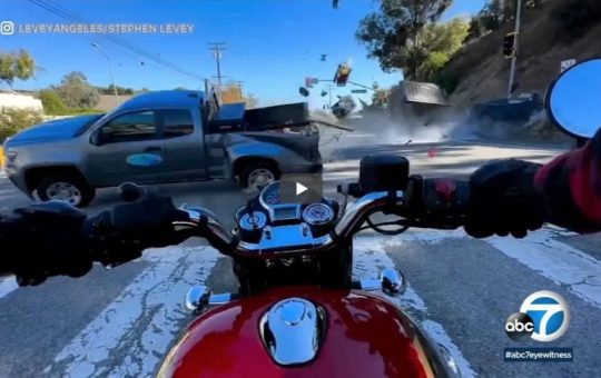 Video shows horrific crash from the POV of a motorcyclist lucky to survive it