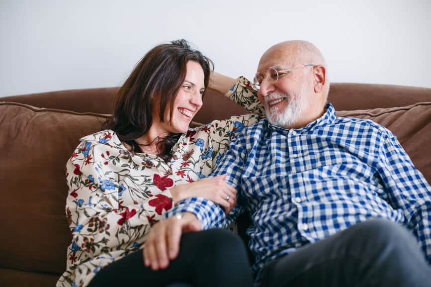 Father And His Daughter Together At Home.