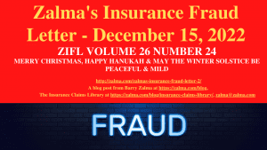 Zalma’s Insurance Fraud Letter – December 15, 2022