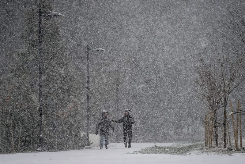 A heavy snowfall sweeps through the province of British Columbia