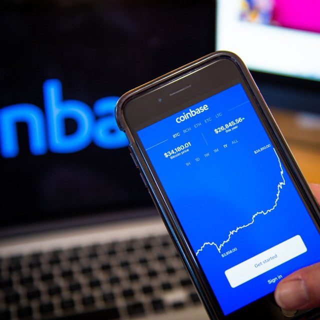 Coinbase application on a smartphone