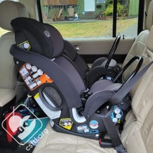 Graco SlimFit3 LX installed rear facing with vehicle seatbelt