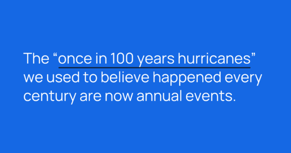 The "once in 100 years hurricanes" we used to believe happened every century are now annual events.