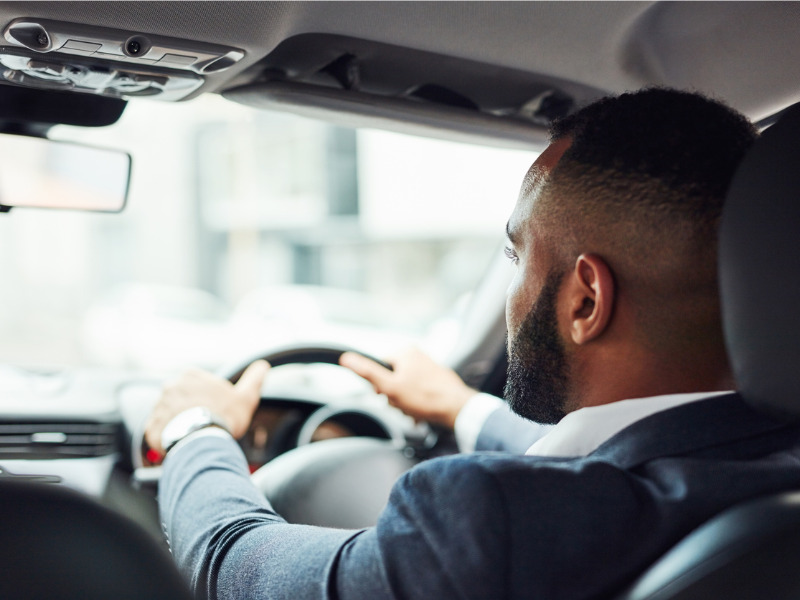 Driver focused on the road