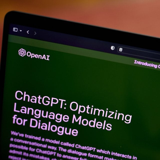 The OpenAI website ChatGPT about page on laptop computer arranged in the Brooklyn borough of New York (Image: Bloomberg)