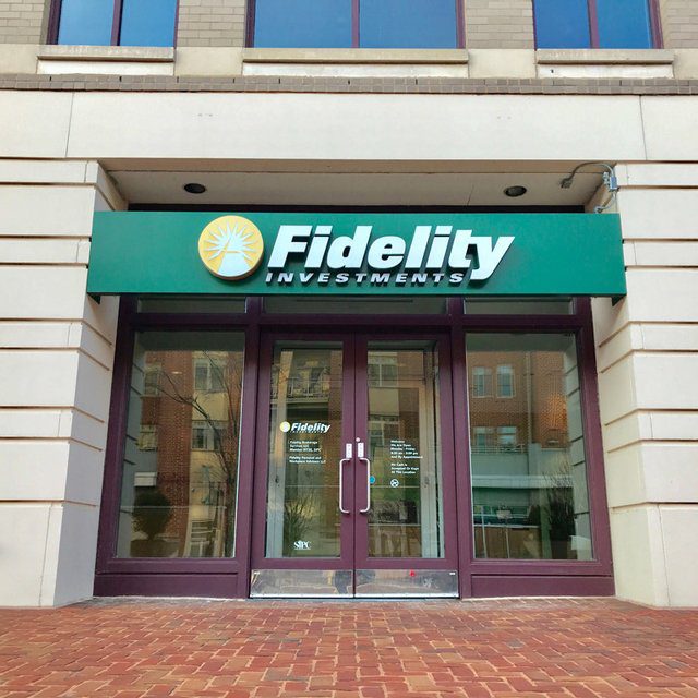 A Fidelity sign on a building