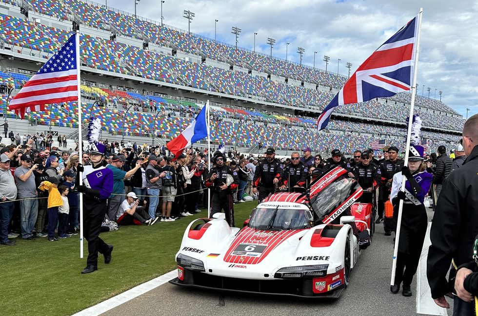 A Porsche 963 on the grid before the start of the race a porsche 963 on the grid before the start of the race