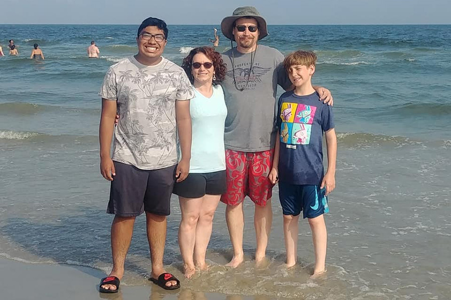 The Pownall family on vacation at the shore.