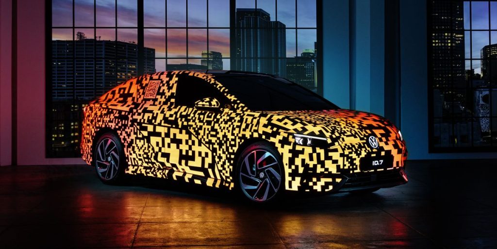 Volkswagen ID.7 Electric Sedan Debuts with Trippy Light-Up Paint