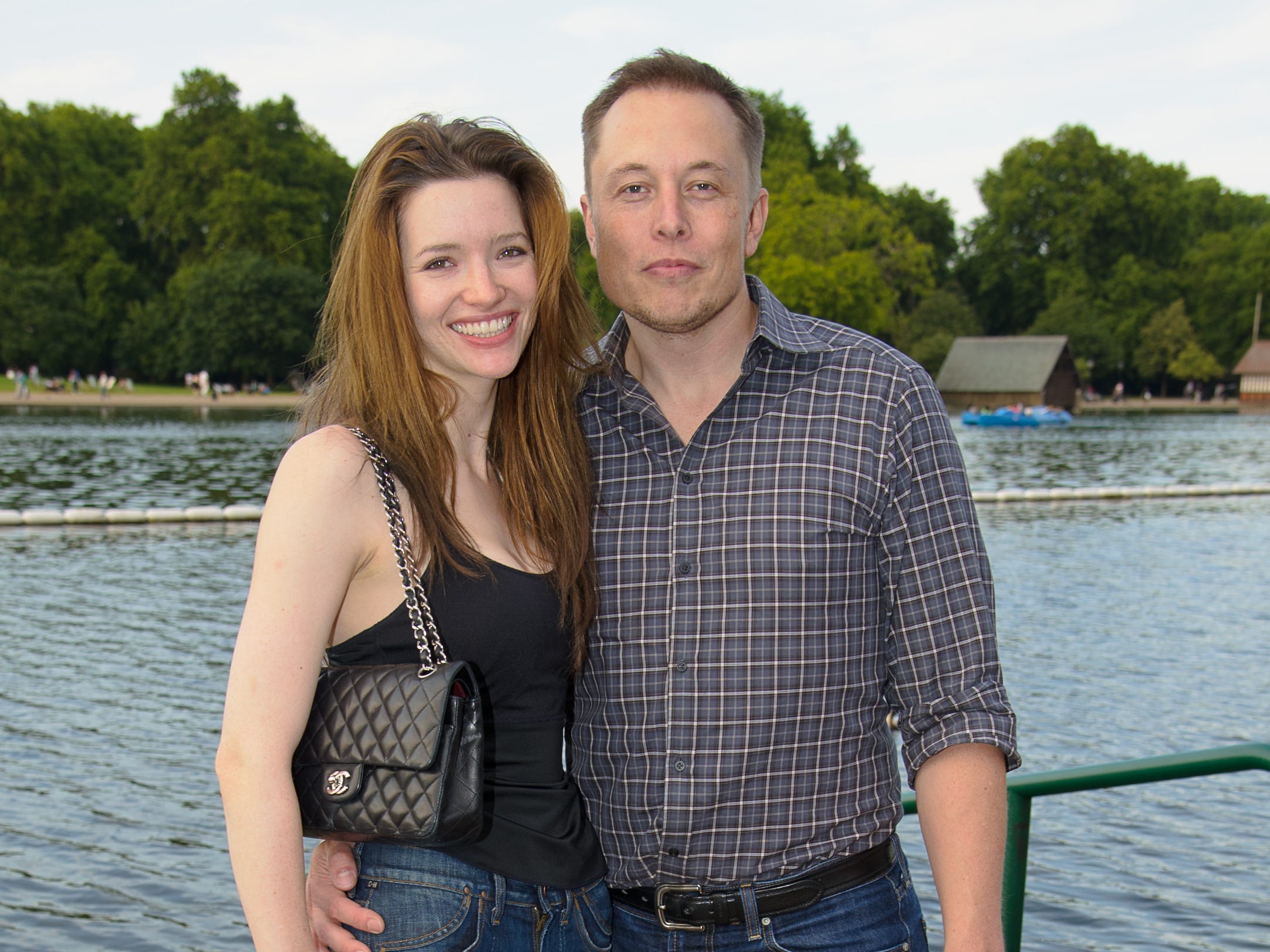 Talulah Riley and Elon Musk attend Chucs Dive & Mountain Shop's swim party at Serpentine on July 4, 2011 in London, England.