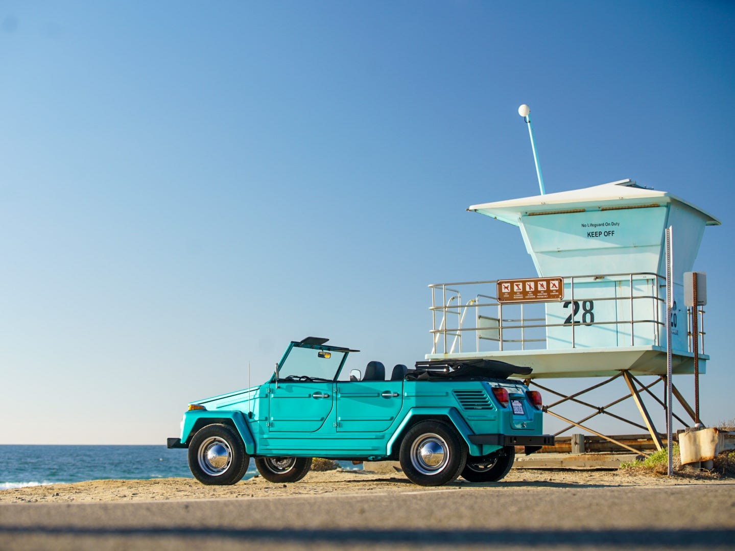 1974 VW Thing with EV West’s bolt-in Tesla Model S motor and custom Tesla battery pack