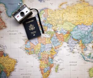 Camera, Passport & Map