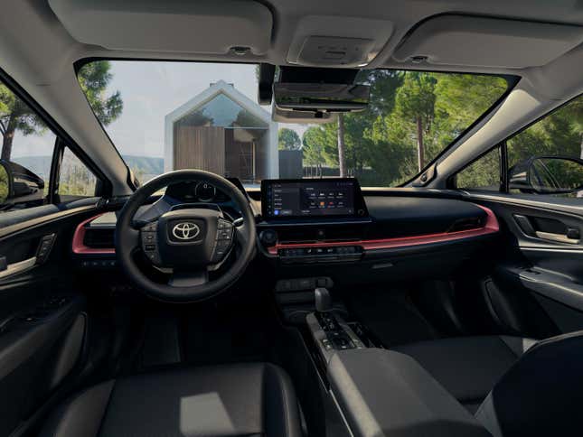 The interior of the 2023 Toyota Prius Prime plug-in hybrid.