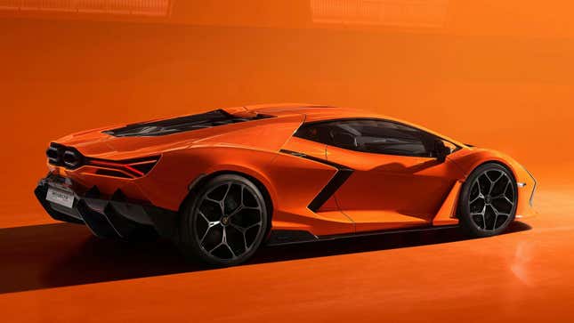 A photo of the rear quarter on the Lamborghini Revuelto.