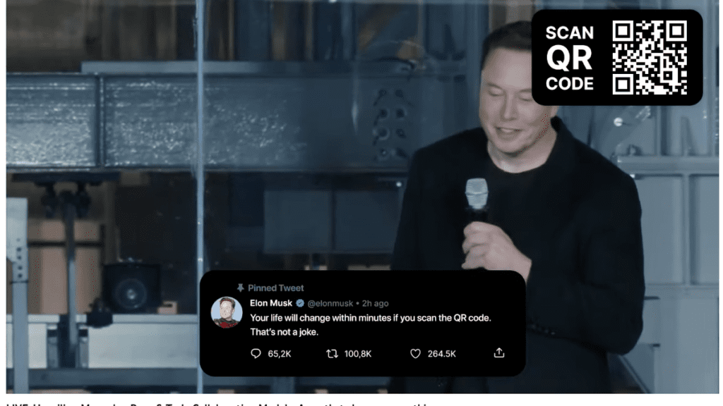 A Bitcoin Scammer Is Hosting a Fake 'Mercedes-Benz & Tesla Collaboration' Livestream on YouTube Right Now