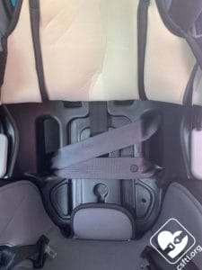 Access the belt path from inside the seat