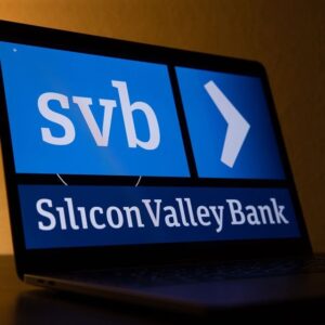 Silicon Valley Bank logo on a laptop screen