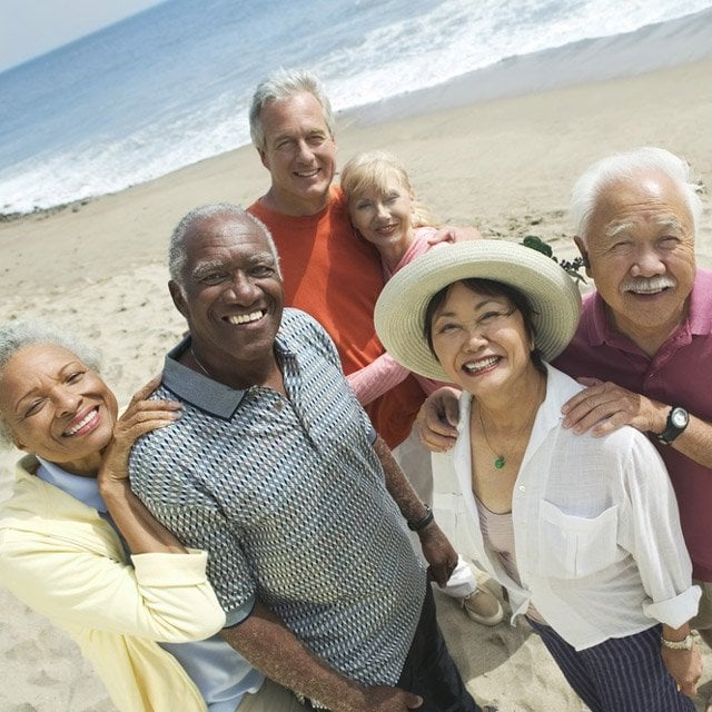 Older couples at the beach