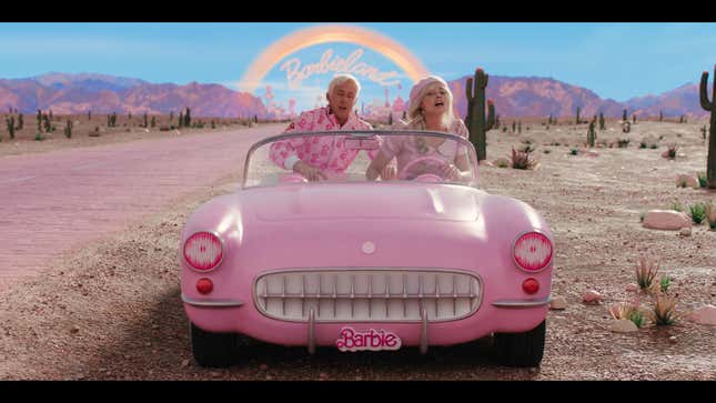 Image for article titled Check Out Margot Robbie's Pink Corvette in the Latest Barbie Movie Trailer