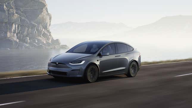 A render of a Tesla Model X SUV.
