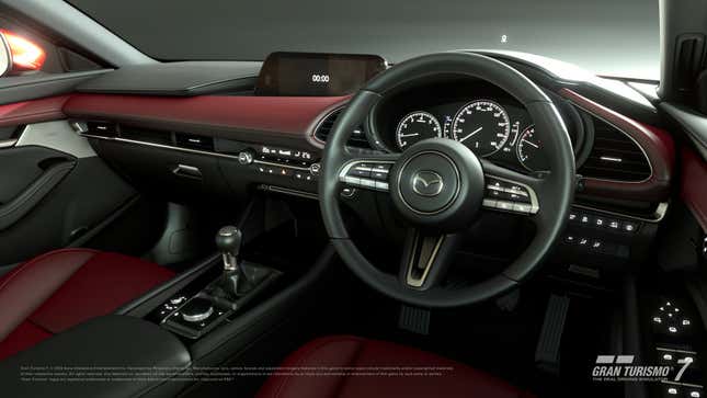 Just like in real life, the Mazda3's cabin is a delightful place to be in GT7.