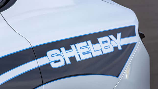 A photo of a Shelby badge on the Shelby Mustang Mach-E GT. 