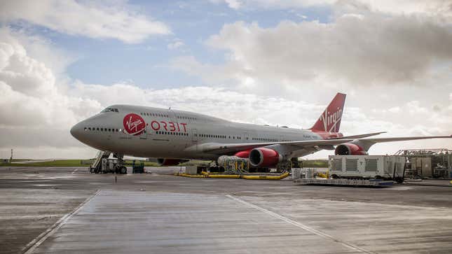 A photo of Virgin orbit's Boeing 747 aircraft.