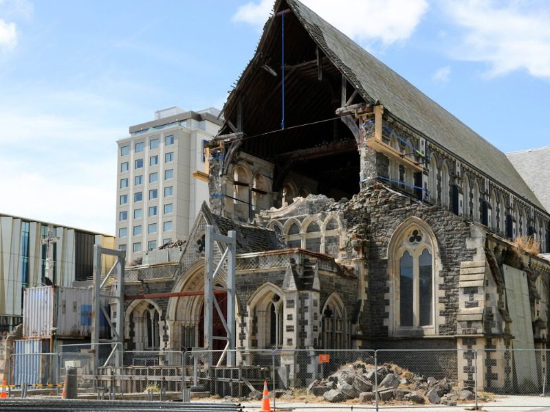 Christchurch cathedral in New Zealand following the 2011 earthquake.