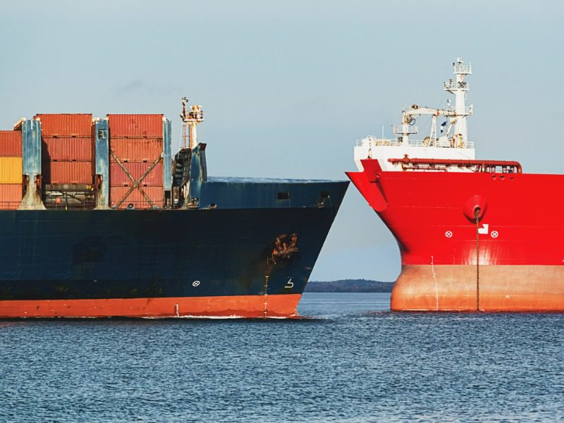 Cargo ships colliding
