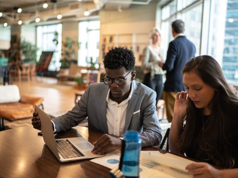 Young business partners in an office