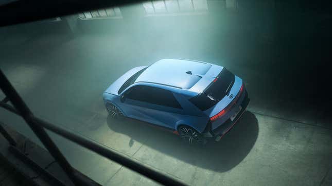 A photo of the rear quarter on the Hyundai Ioniq 5 N.