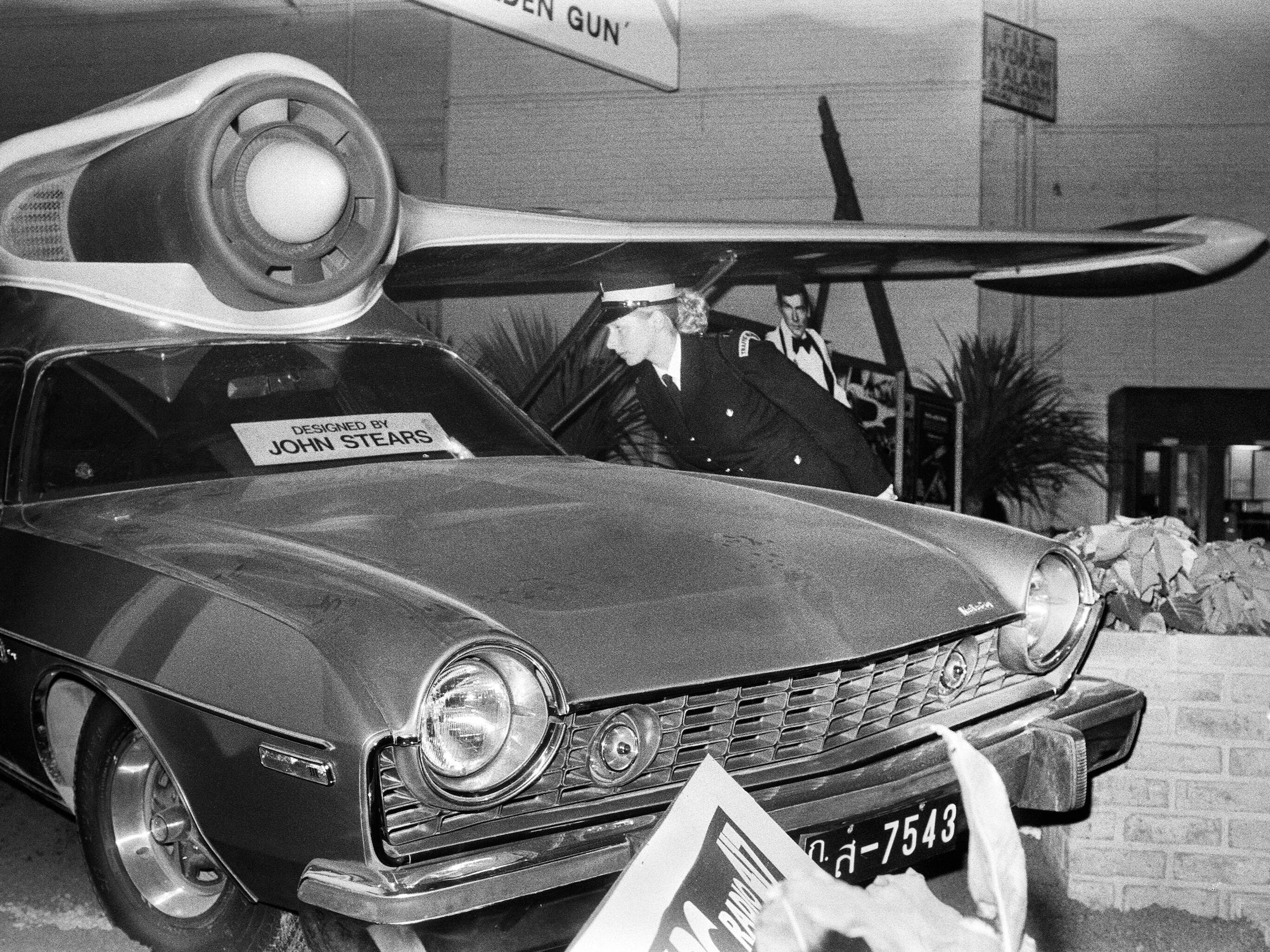Jacqui Smith looks at the Flying Car model for the new James Bond film 'The Man With The Golden Gun'.