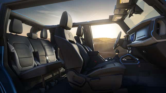 A render of the interior of the Ford Bronco SUV. 