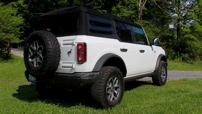 A photo of the rear quarter of the Ford Bronco. 