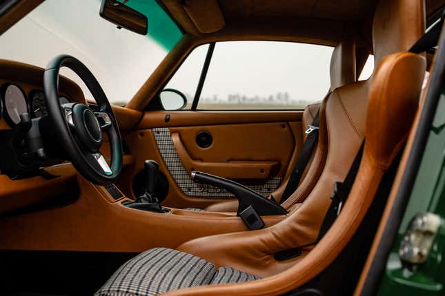 The tan and houndstooth interior of the Ruf SCR