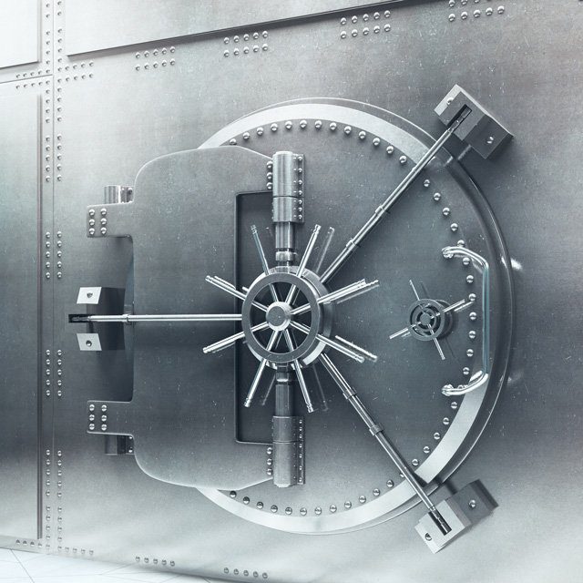 A bank vault door